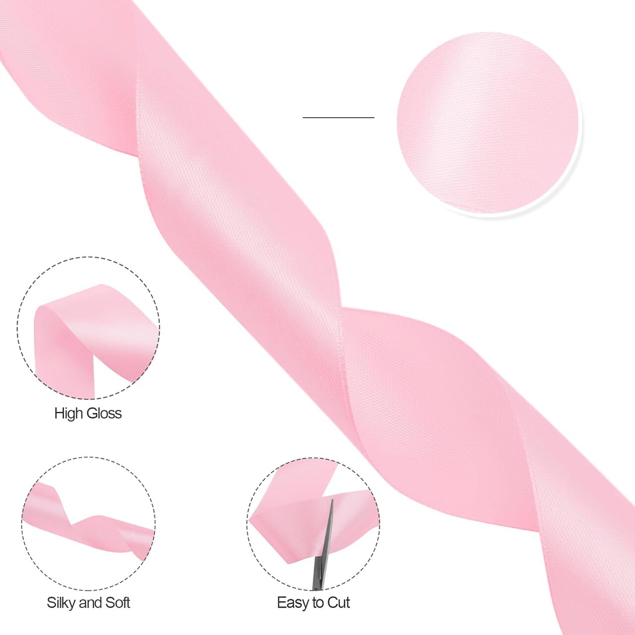 Pink Ribbon 1 1/2 inch, 100 Yards Pink Satin Ribbon, Ribbon for Gift Wrapping, Ribbon for Flower Bouquet, Fabric Polyester Ribbons for Crafts, Slik Hair Ribbon for Wedding Pink Bow Party Decorations